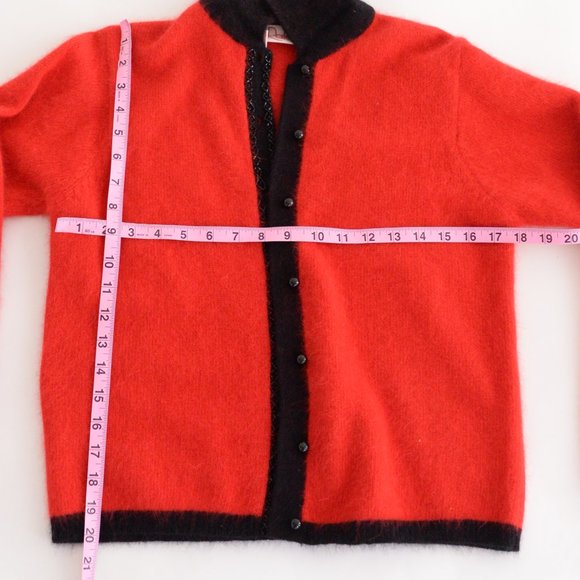 Vintage Refaella Petites Red 45% Rabbit Hair 40% Lambswools Button Down Cardigan - Picture 4 of 12